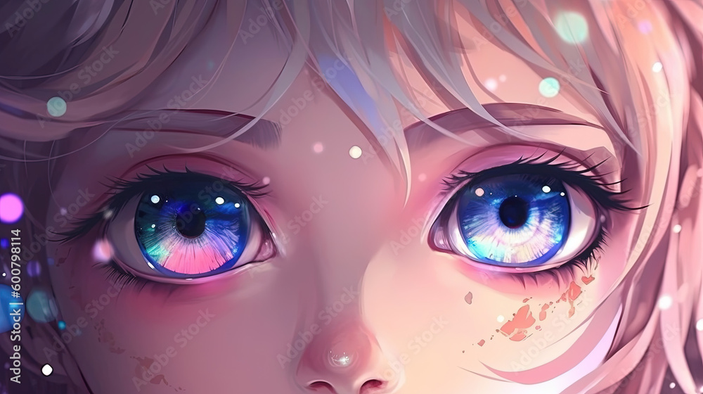 Anime girl with beautiful eyes. Generative AI.