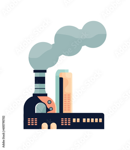 Smokestacks belching fumes, polluting factory