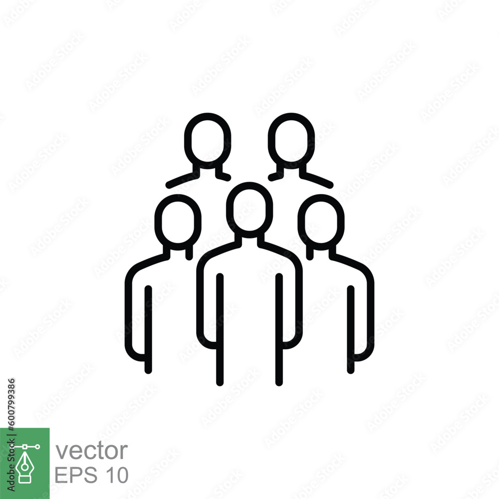 Crowd icon. Simple outline style. Organisation, group, management, people, team, staff, business concept. Thin line symbol. Vector symbol illustration isolated on white background. EPS 10. Crowd icon. Simple outline style. Organisation, group, management, people, team, staff, business concept. Thin line symbol. Vector symbol illustration isolated on white background. EPS 10.