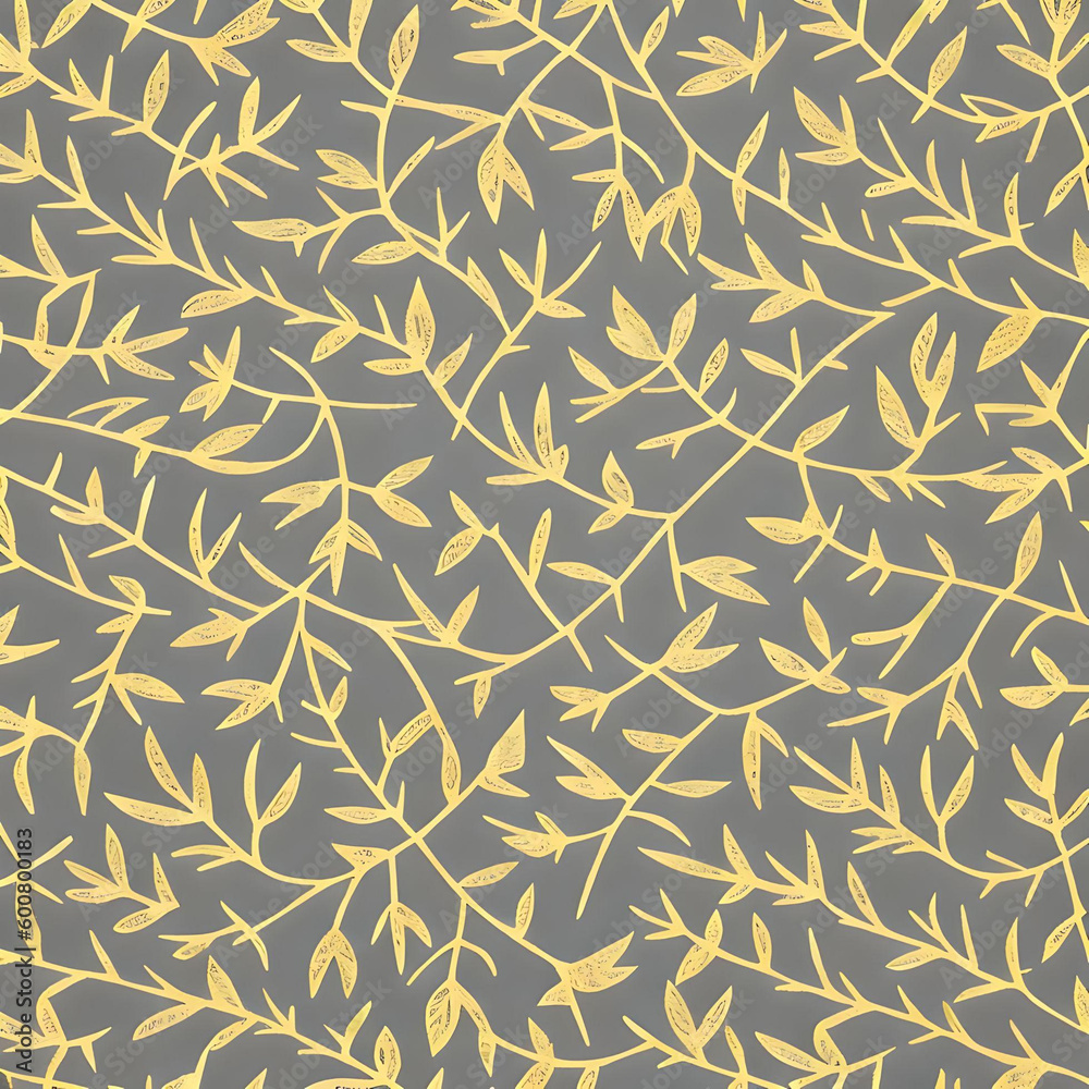 Fototapeta premium Silver and gold leaves pattern created with Generative AI Technology