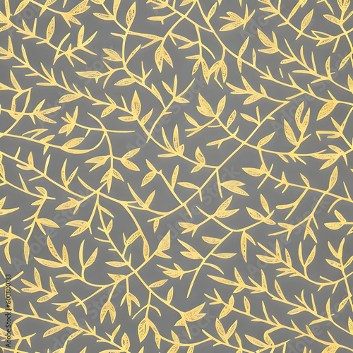 Silver and gold leaves pattern created with Generative AI Technology