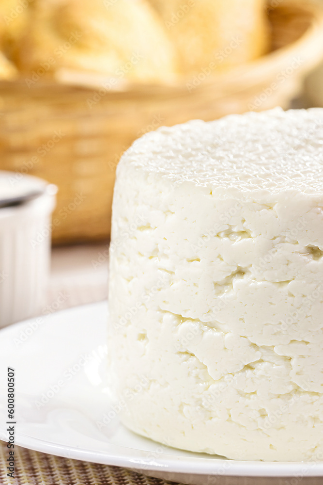Brazilian cheese made in Minas Gerais, breakfast tradition, called Queijo Minas, homemade, rural food