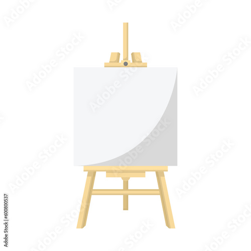 Wooden Easel with Blank Canvas Flat Illustration. Clean Icon Design Element on Isolated White Background © Khairuman