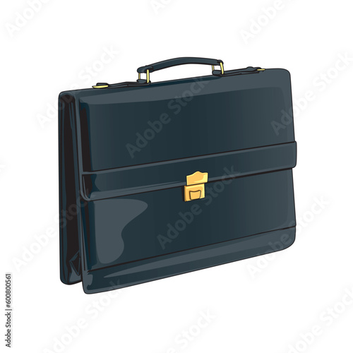 black leather briefcase isolated