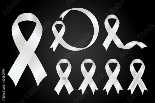 The white or pearl ribbon serves as a symbol for various causes and illnesses, such as adoption, bone cancer, osteoporosis, teen abstinence, and raising awareness about male violence against women.