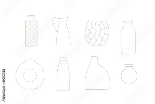 Outline vases vector illustrations set. Perfect icons for cards  decorations  logo  story