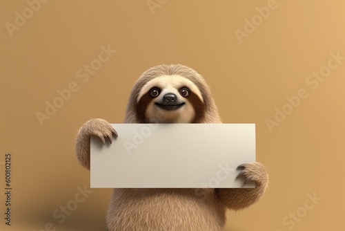 Cute Cartoon Sloth Holding ...