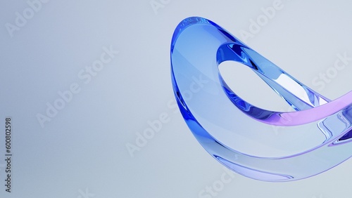 3D Abstract background on light background, gradient glass with blue dispersion, Iridescent design element for banner background.