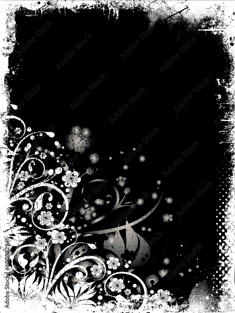 Floral design on grunge background Floral design on grunge background
