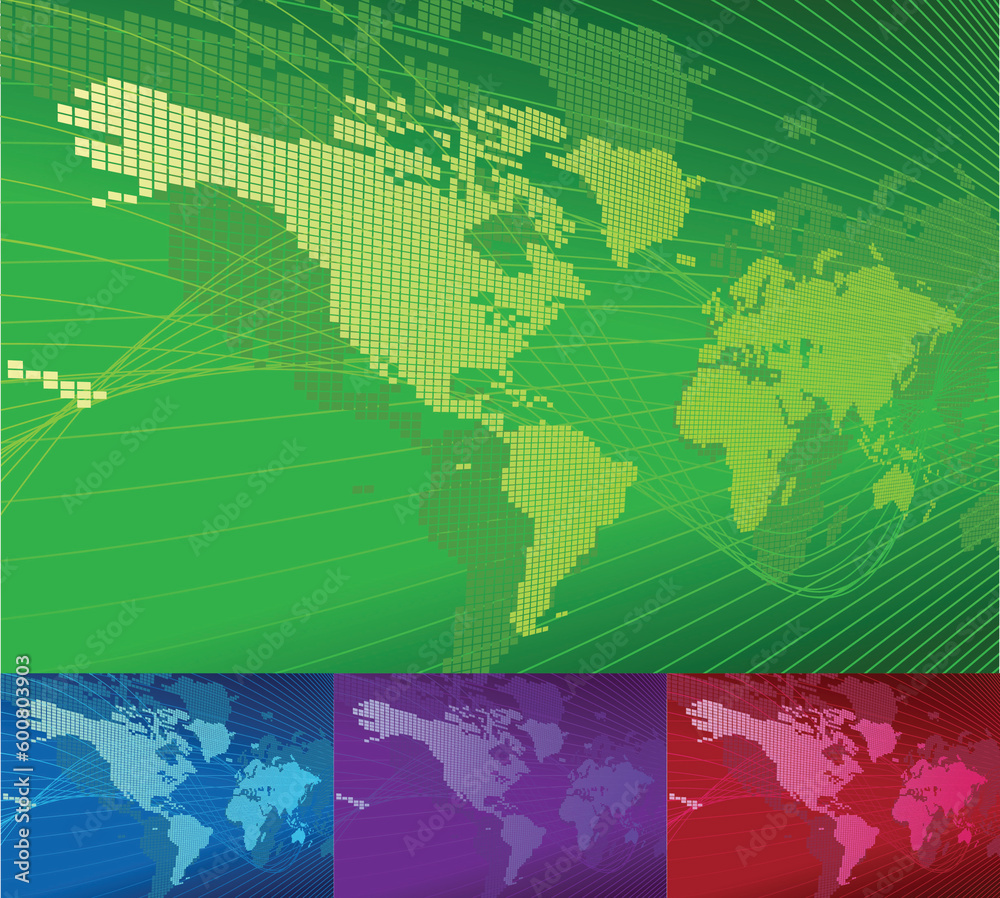 A dynamic 3d world map with background. Vector file includes several different colour versions A dynamic 3d world map with background. Vector file includes several different colour versions