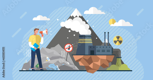 Ecological problem. Planet Earth is full of rubbish. Save the planet. Earth Day. Restoration of ecology of the planet. Toxic waste. Emissions from factories. Changing of the climate. Waste pollution