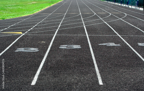 A portion of a track showing lane numbers 2, 3, and 4