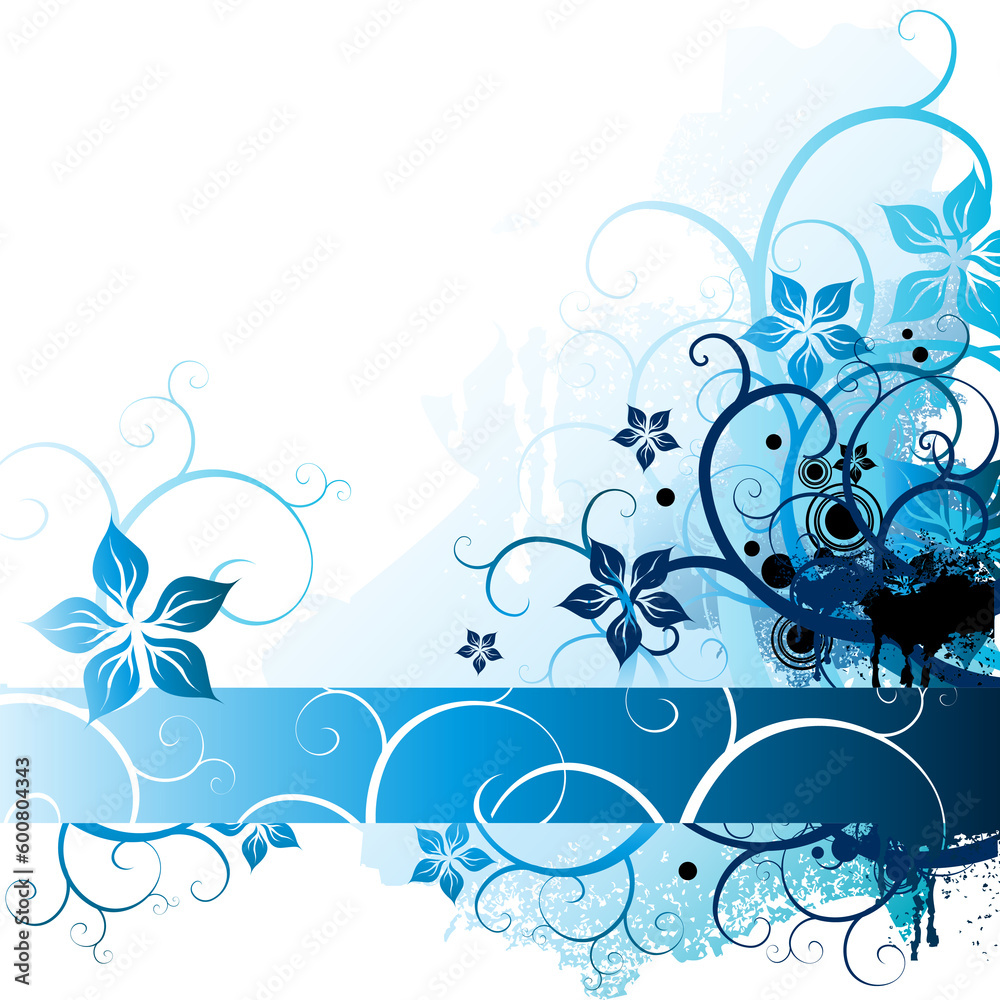 A background with floral elements in blue tones A background with floral elements in blue tones