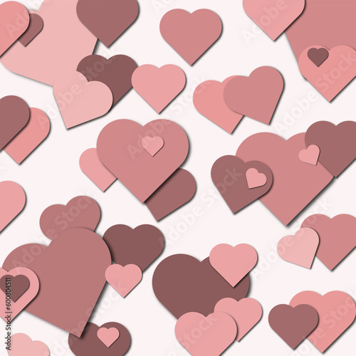 Beautiful Confetti Hearts Falling on Background. Invitation Template Background Design