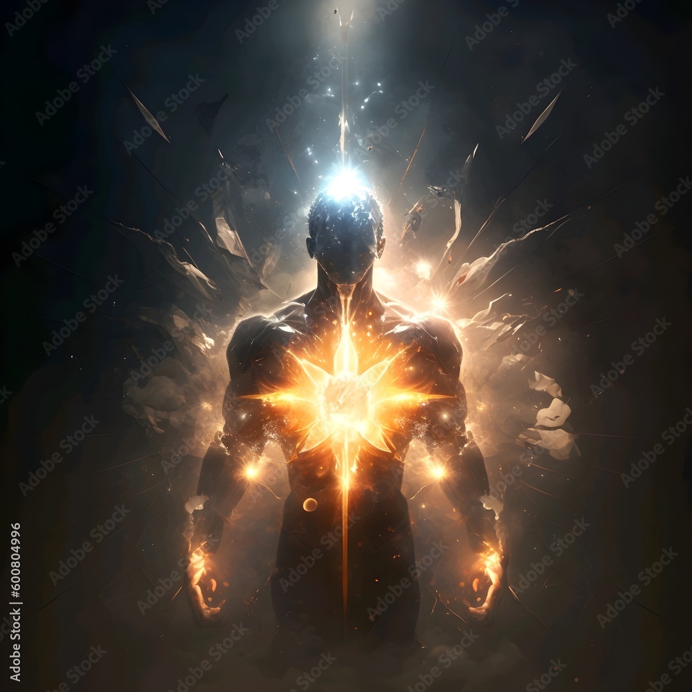 Naklejka premium The Divine Spark Within: Unlocking the Transcendence of Human Potential