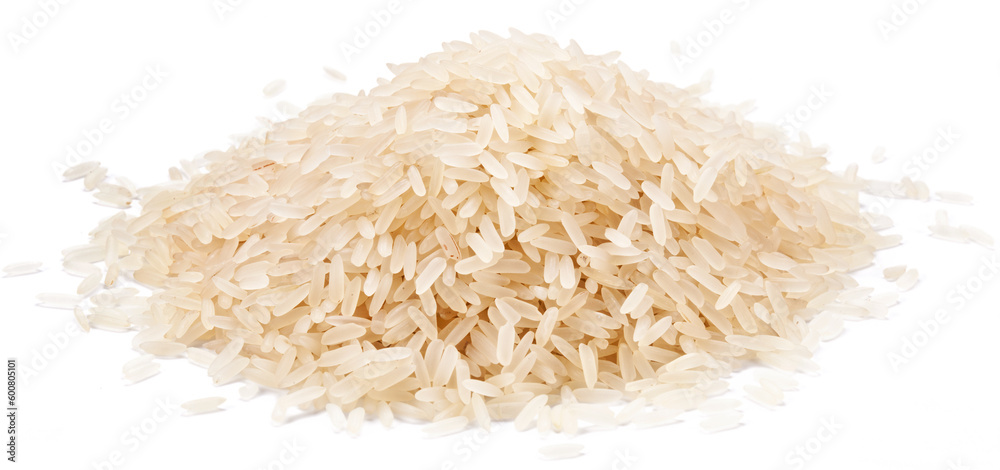 White rice. Heap of long raw rice isolated on white background. White rice. Heap of long raw rice isolated on white background.