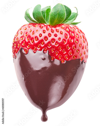 Φωτογραφία Chocolate dipped strawberry on white background