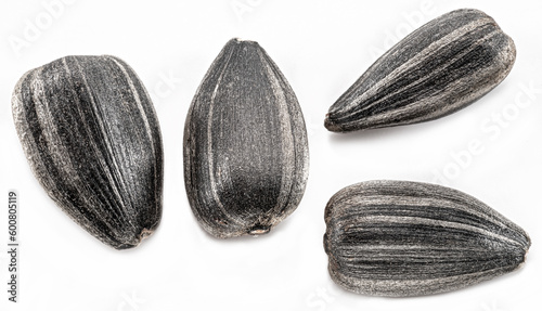 Some of sunflower seeds isolated on white background.