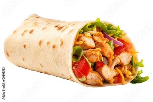 Chicken wrap isolated on transparent background. Generative Ai