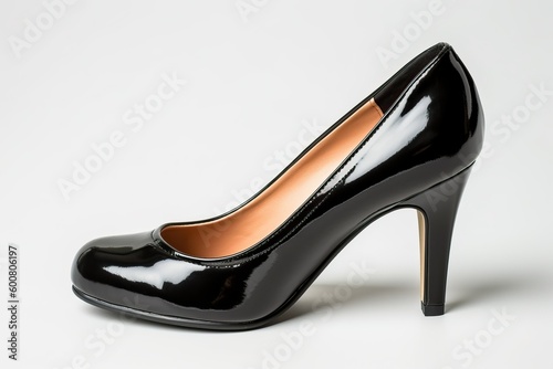 Black pump, high heel, luxury shoe on white background (Ai generated)