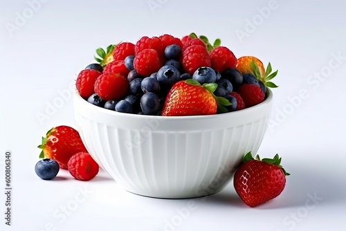 Berry  colorful bowl of strawberry  blueberry  raspberry  Ai generated 