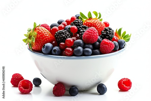 Berry  colorful bowl of strawberry  blueberry  raspberry  Ai generated 