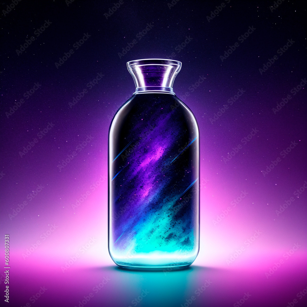 inside bottle, art illustration. Generative ai. inside bottle, art illustration. Generative ai.