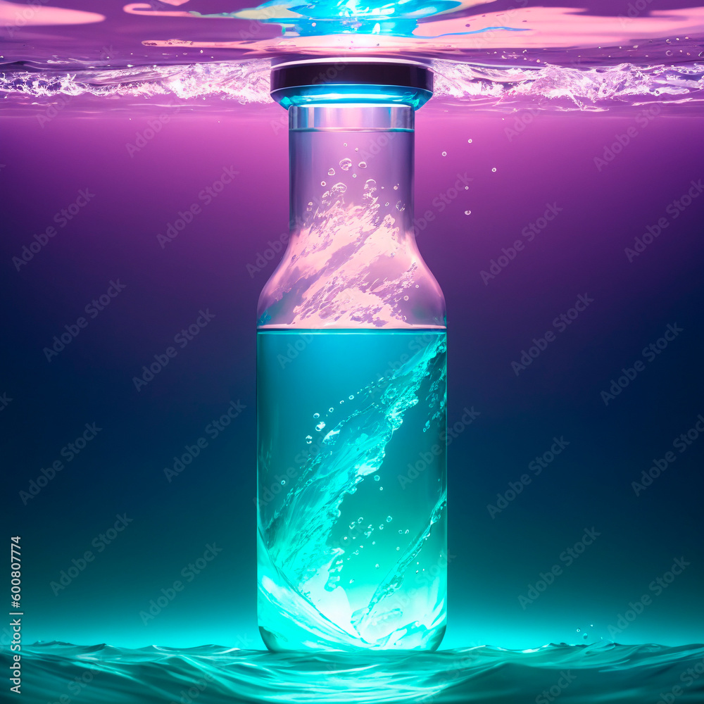 inside bottle, art illustration. Generative ai. inside bottle, art illustration. Generative ai.