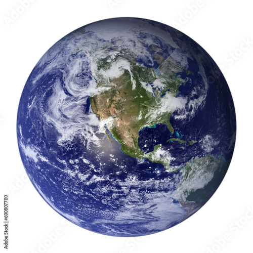 Isolated Earth globe on white background. The map is public domain from NASA.( visibleearth.nasa.gov)