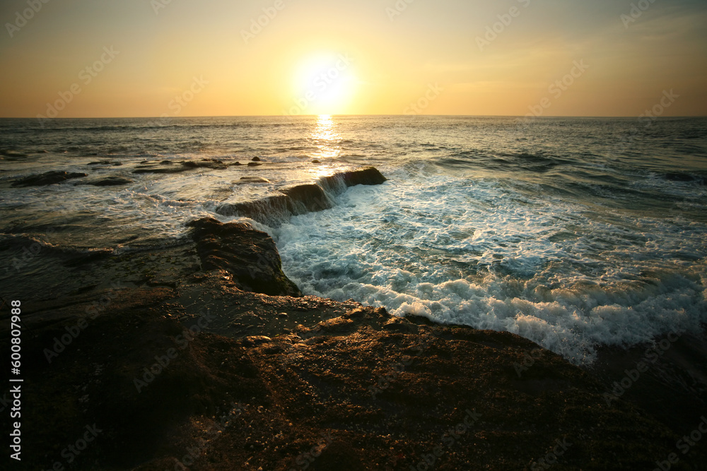 Coastline Indian ocean on sunset