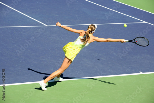 Woman playing tennis at the professional tournament © Designpics