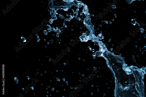 Liquid Water Splash on Black Background
