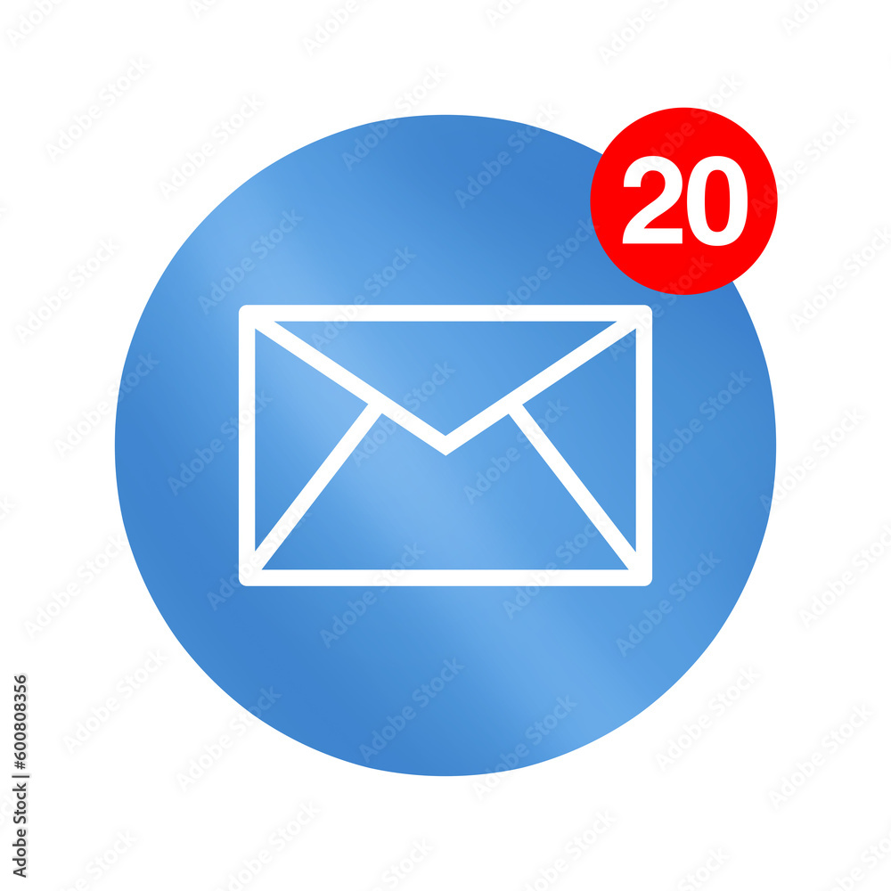 E-mail icon, envelope in blue circle E-mail icon, envelope in blue circle