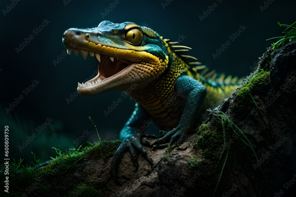 Obraz premium deadly iguana on a branch