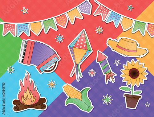 stickers collection for brazilian party festa junina