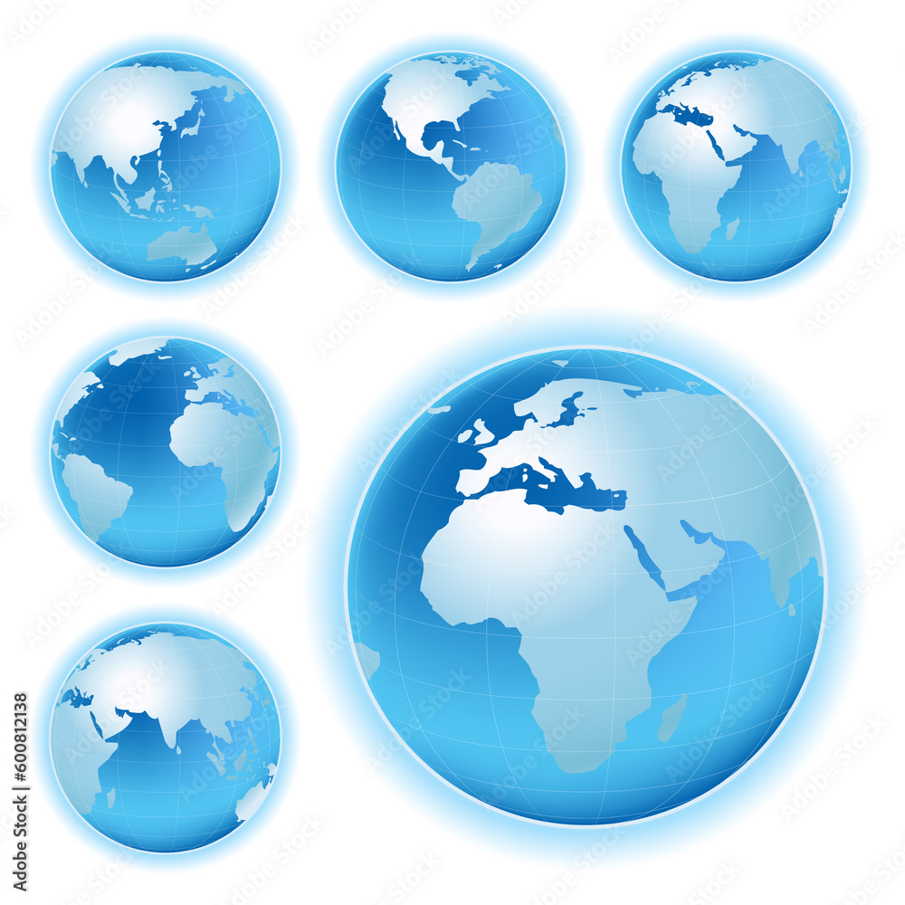 planet earth map from six views; illustration planet earth map from six views; illustration