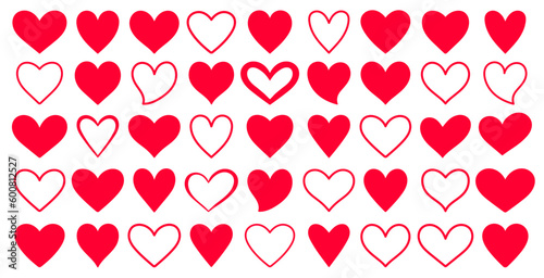vector heart icons shapes doodles design illustration love symbol valentine day collection
