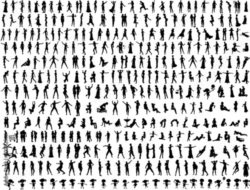 An Illustrative set of Hundreds of People Silhouettes 2 (Vectors)