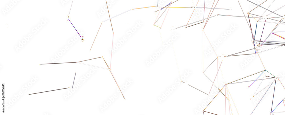Fototapeta premium Multi color connected lines and dots network 3d illustration