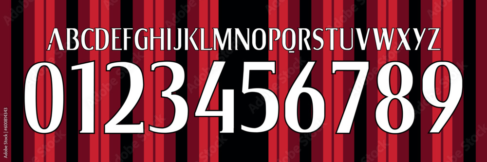 Obraz premium font vector team 2014 - 2015 kit sport style font. football style font with lines and points inside. Rossoneri. milan font. sports style letters and numbers for soccer team