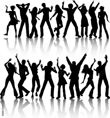 Silhouettes of people dancing
