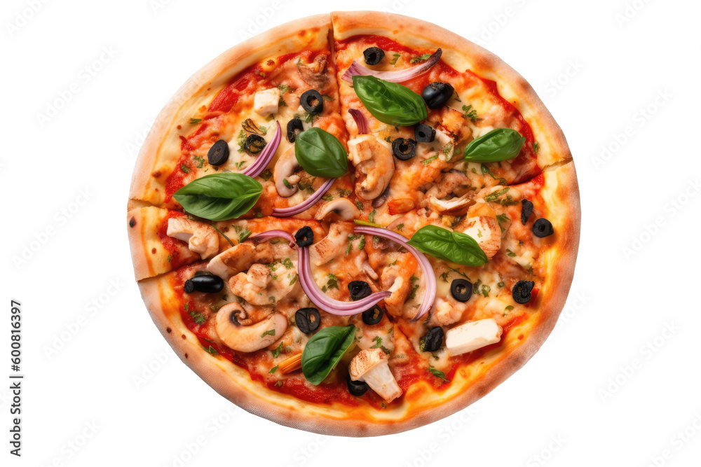 Pizza delecious isolated on transparent background. Generative Ai