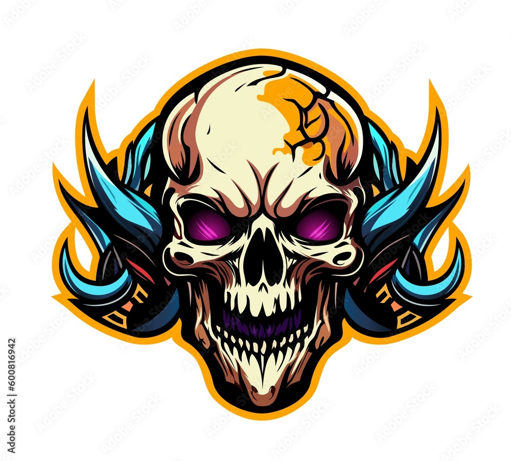 Ai generated cartoon death skull mascot, gothic