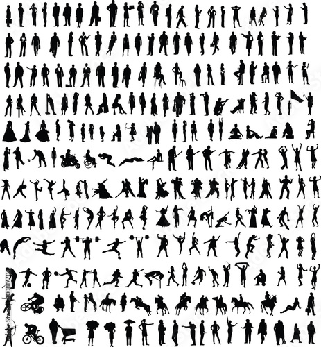 Hundreds of different vector people silhouettes