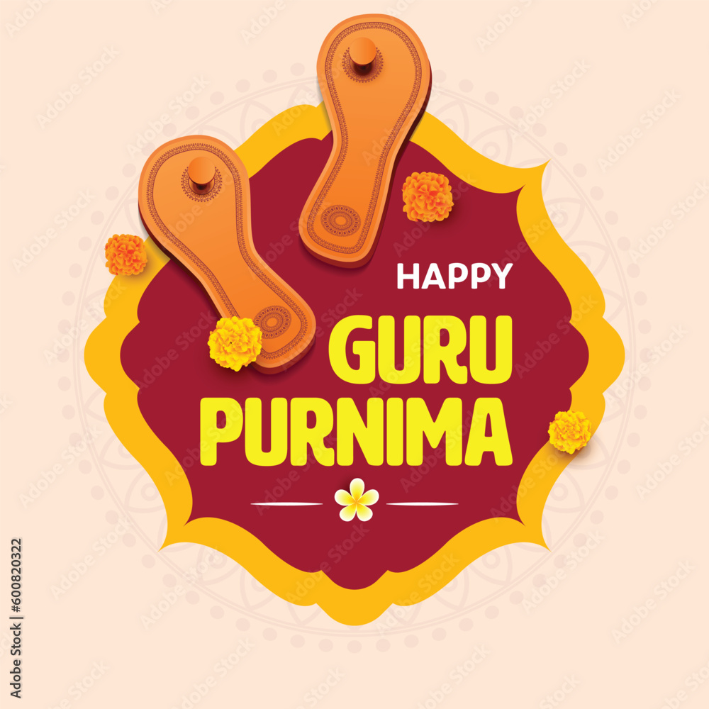 Happy Guru Purnima - festival is traditionally observed to honour one's chosen spiritual teachers or leaders. - obrazy, fototapety, plakaty 