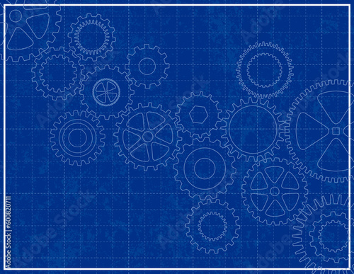 Blueprint Background with cogs
