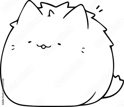 Black and White Illustration of Cute Anime Style Cats