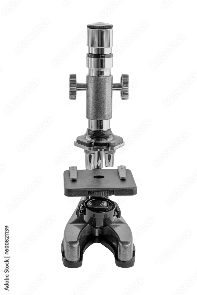 microscope isolated on white background, face view microscope isolated on white background, face view