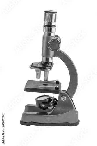 microscope isolated on white background, side view