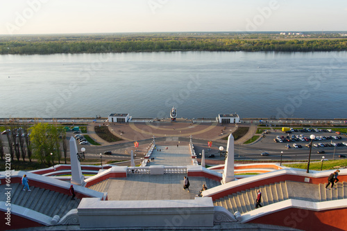Nizhny Novgorod, Russian Federation, April 27, 2023, Chkalovskaya Staircase